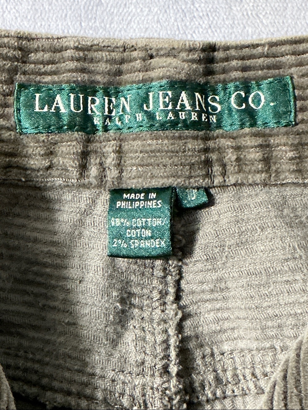 Ralph Lauren Olive Corduroy Straight-Leg Pants - Picture 2 of 3